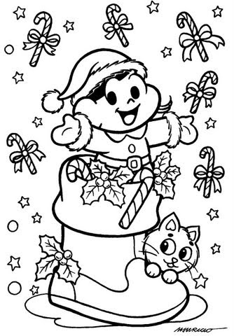 Desenho para Colorir Natal da Turma da Mônica - Desenho para Colorir